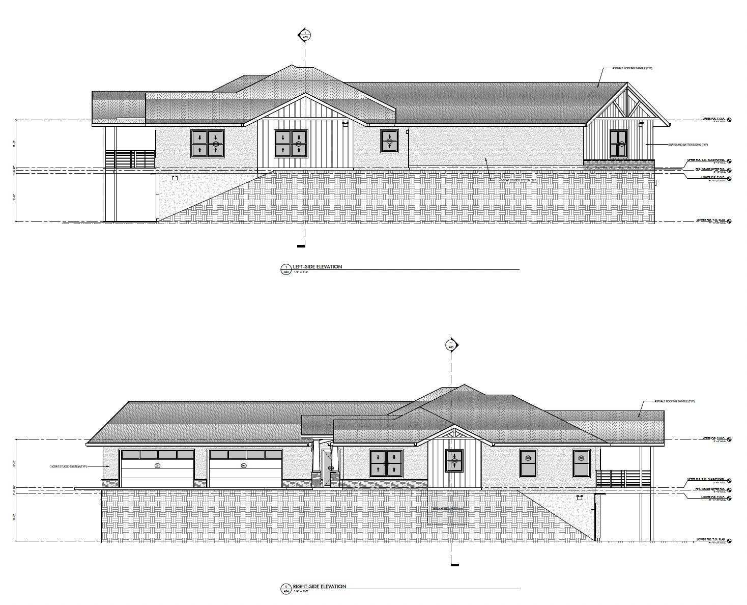 Left-side and right-side elevation drawings of the Black Forest home