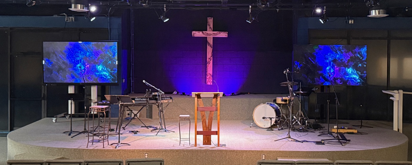 Redemption Fellowship stage lit for worship
